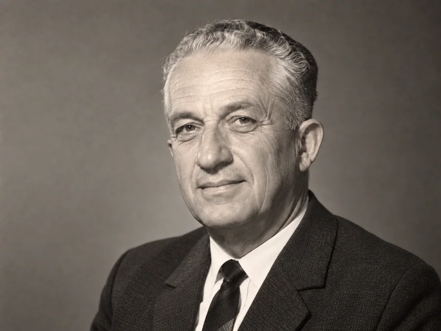 A 1960s studio portrait of an older man — illustrative after photo